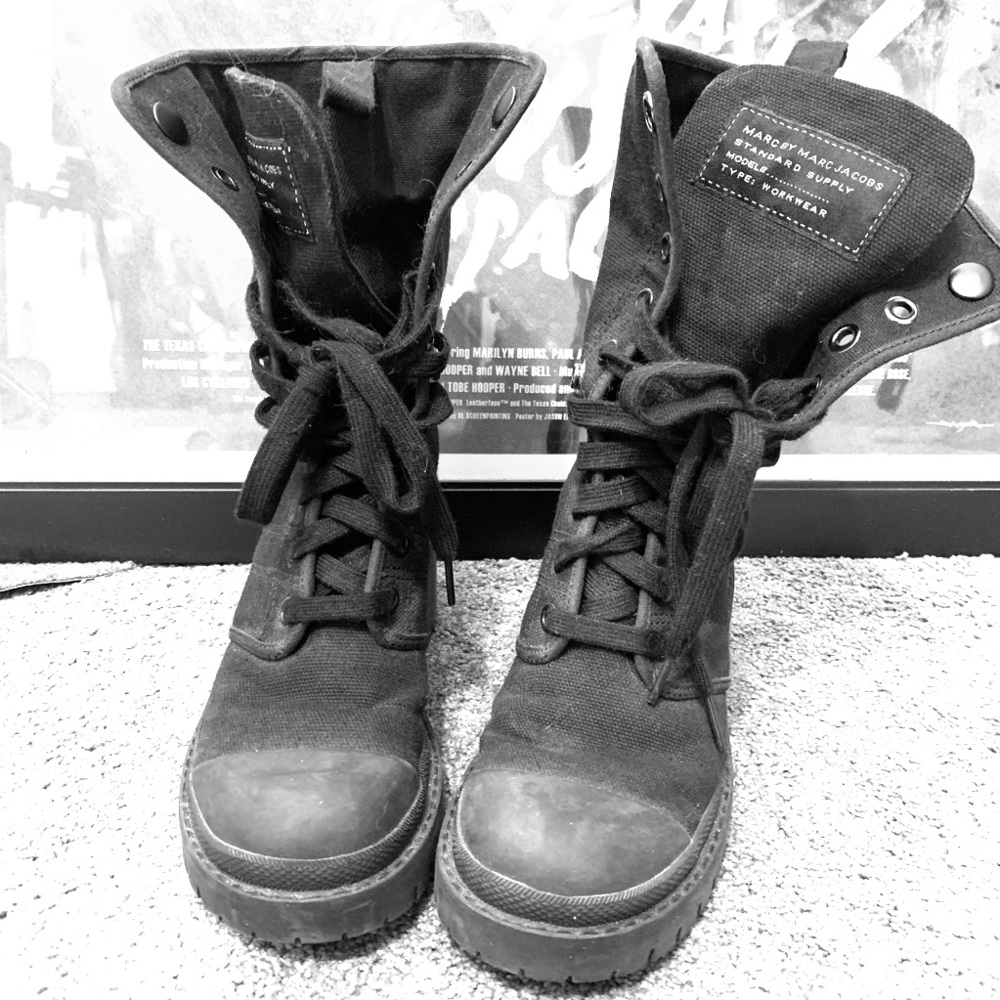 Marc by Marc Jacobs black canvas boots